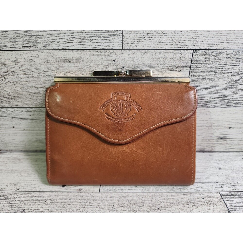 Vintage Ghurka Marley Hodgson French Purse Kisslock Wallet Leather USA 5.25"